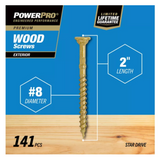 Hillman 48597 Power Pro Premium Exterior Wood Screws, #8 x 2 in., 1lb Box