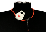 Beaded Flower Necklace, Orange Daisy Choker Seed Bead Jewelry, Summer Aesthetic, Metal-Plated Clasp w/ Extension Chain