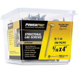 Hillman 47877 Power Pro Star Drive Construction Lag Screws 5/16"x 4", 100-Pack