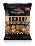 Bear Mountain FC24 Hickory BBQ Wood Chucks Robust Smoky Flavor 350 Cu in., 100% All-Natural Hardwood