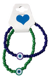 Handmade Indigo and Emerald Green Beaded Bracelets with Candy-like Charm, Teen Jewelry, Novelty Bracelet, Boho-chic