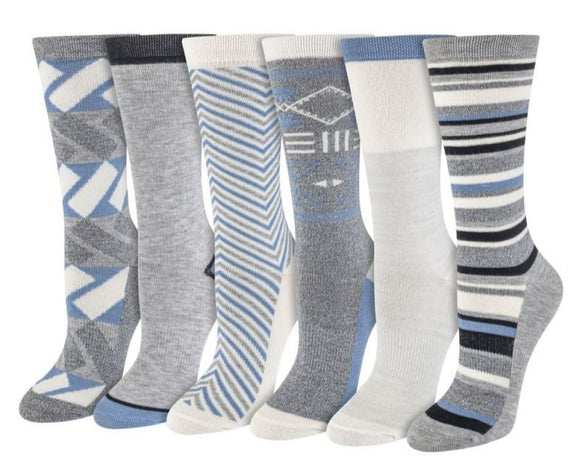 Blue Mountain 07LXC00106 Lightweight Fashion Crew Socks 9-11 Multi 6-Pair