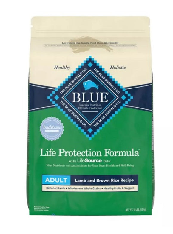 Blue Buffalo Life Protection Adult Dry Dog Food, Lamb and Brown Rice - 15 lb.