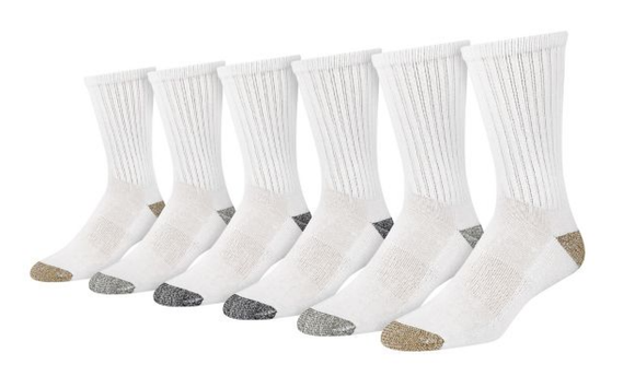 Blue Mountain PL-SCM-1046-10-252 Men's Cushioned Crew Socks,  6 Pair, Large
