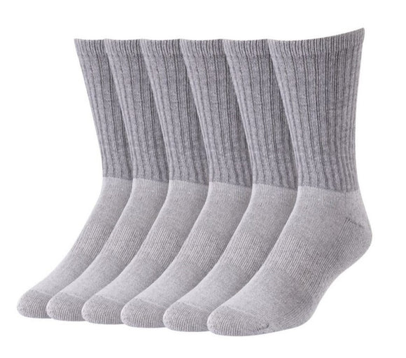 Blue Mountain PL-SCM-1046-10-GRY Men's Cushioned Crew Socks Gray Large 6-Pair
