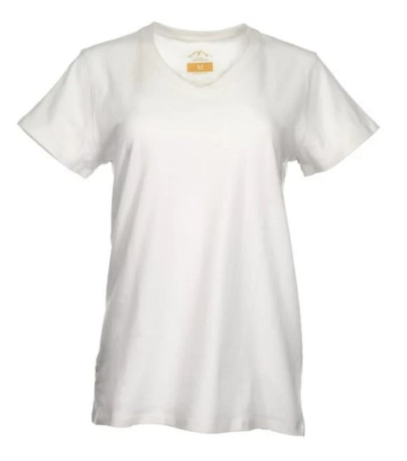 Blue Mountain YKL-9072 Women's Short-Sleeve V-Neck T-Shirt 2X Bright White