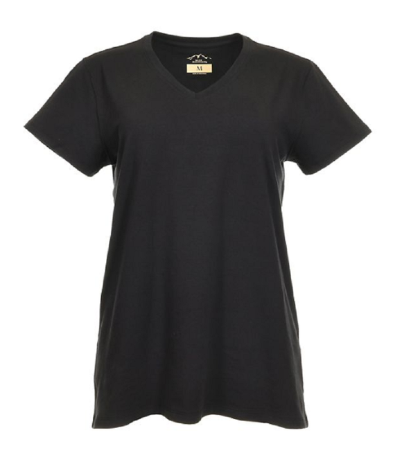 Blue Mountain YKL-9072 Women's Short Sleeve V-Neck T-shirt, Black, Large