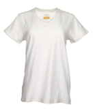 Blue Mountain YKL-9072 Women's Short Sleeve V-Neck T-shirt, White, Large