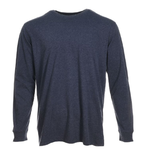 Blue Mountain YMK-1072 Men's Crew Neck Long Sleeve T-Shirt, Navy Heather, 3X
