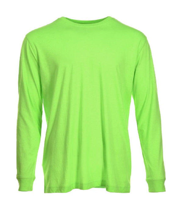 Blue Mountain YMK-1072 Men's Jersey Crew Neck Long Sleeve T-Shirt/Neon Green/XL