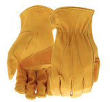 Boss B81001 Men's Cowhide Leather Driver Work Gloves, 1-Pair, Yellow, Large