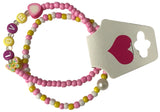 Pink Yellow Beaded Bracelet Set— Handmade Personalized Stretch Seed Beads Jewelry, Cute Best Friend Gift