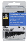 Hillman 40878 #8 x 2-1/2" Coarse Thread Drywall Screw, Phillips Drive - 50 pcs.