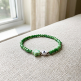 Green Beaded Initial Bracelet Z with Star Charm, Meaningful Growth & Hope Jewelry, Personalized Cute Stretch Gift for Her Y2K