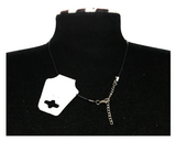 Minimalist Floral Design Necklace with Acrylic White Pearl Beads, Black Cord, Lobster Claw with Extension Chain