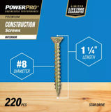 Hillman 48578 Power Pro Premium Interior Wood Screws #8 x 1-1/4 in. - 1 lb. Box