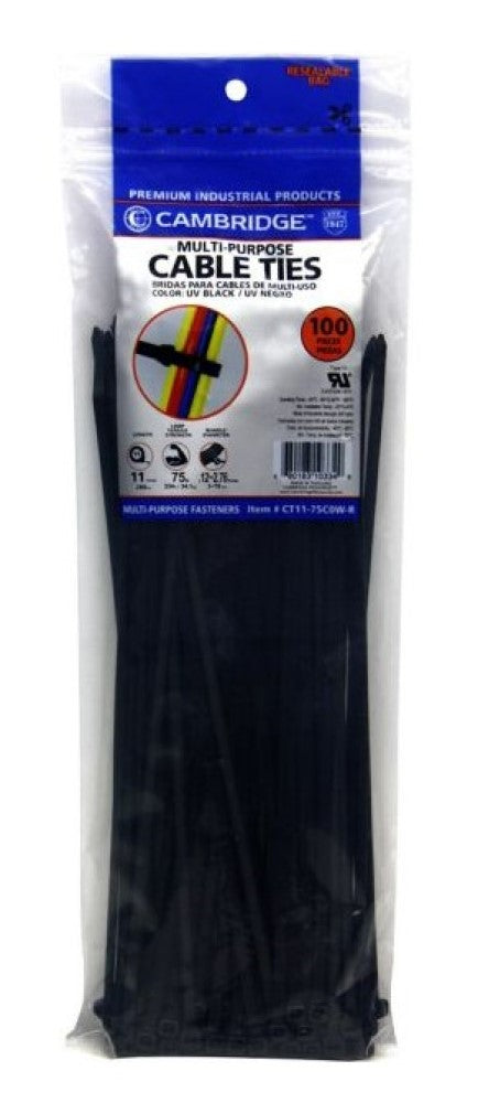 Cambridge CT11-75C0W-R 11 in. Cable Ties UVB, 100-Pack