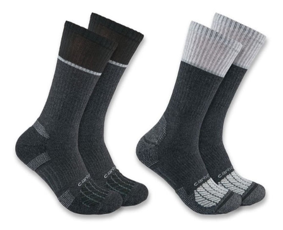Carhartt SC0012MASST-L Men's Force Performance Steel-Toe Crew Socks Large Multicolor, 2-Pairs