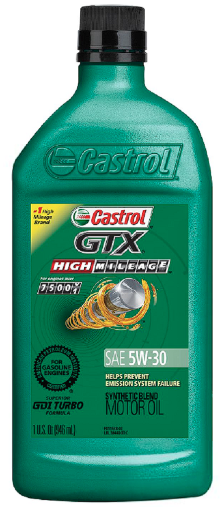 Castrol 149D6A GTX High Mileage 5W-30 Synthetic Blend Motor Oil, 1 Quartz