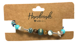 Handmade Mixed Bead Bracelet – Natural Stone, Wood, Metal & Colul Heishi Dorfisc & Round Beads