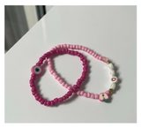 Handmade Pink Duo Beaded Bracelet, Teen Jewelry, Novelty Bracelet, Boho-chic