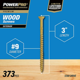 Hillman 48611 Power Pro Premium Exterior Bronze Wood Screws #9 x 3", 373-Pcs