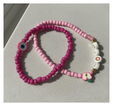 Handmade Pink Duo Beaded Bracelet, Teen Jewelry, Novelty Bracelet, Boho-chic