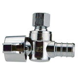 1/2 in. Chrome-Plated Brass PEX Barb x 1/4 in. Compression Quarter-Turn Angle Stop Valve
