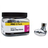1/2 in. Chrome-Plated Brass PEX Barb x 3/8 in. Compression Quarter-Turn Angle Stop Valve Pro Pack (6-Pack)