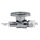 1/2 in. Chrome-Plated Brass PEX Barb x 3/8 in. Compression Quarter-Turn Straight Stop Valve Pro Pack (6-Pack)