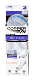Copper Fit CFSSBKLXL Unisex Sport Socks Ankle Length S/M White 3-Pair