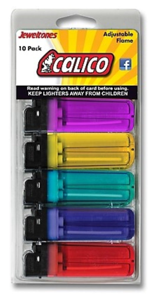 Calico CT6-10/72CS-12/6 Multicolor Jeweltones Pocket Lighters, 10-Pack