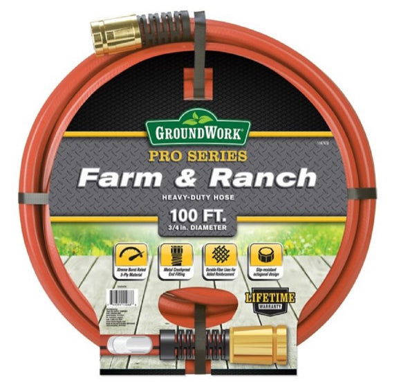 GroundWork CTSCELCF34100 Pro Series Farm and Ranch Heavy-Duty Hose 3/4