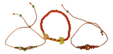 Orange Yellow Mint Bracelet Stack, Handmade Beaded Friendship Bracelets, Lemon Lime, Butterfly & Crown Charm Jewelry