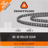 CountyLine TRC60R-TS No. 60 Roller Chain – 10 ft Length with Master Link
