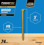 Hillman 48600 Power Pro Premium Exterior Bronze Wood Screws 9 x 3", 74-Pcs