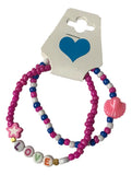 Handmade Love & Shell Beaded Friendship Bracelet Set (2 pcs) – Pink Star, Pastel Shell Charm & Letter Beads “LOVE,” Playful Jewelry Gift for Kids/Teens
