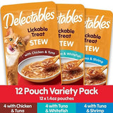 Delectables 3270015468 Lickable Stew Variety Pack 12 Pouch 16.8 oz. Cat Treat