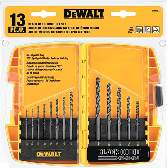 DeWALT DW1163 13 pcs. Split-Point Twist Drill Bits, Black Oxide