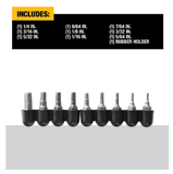 DeWalt DW2068 9-Piece Shock-resistant Tool Steel Drive Bit Tip Set