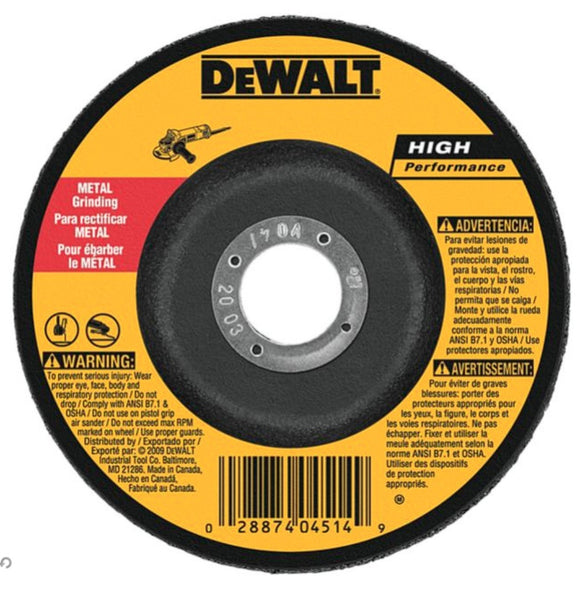 DeWALT DW4514 High Performance Grinding Wheel Type 27, 4-1/2