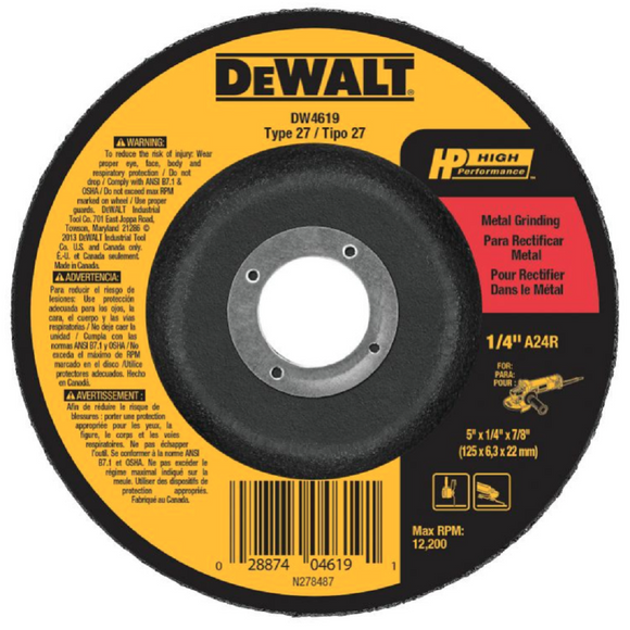 DeWALT DW4619 High Performance Metal Grinding Wheel Type 27