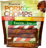 Pork Chomps DT447V 6" Assorted Bacon & Chicken Flavor Twists for Dogs - 12 Count