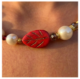 Handcrafted Classic White Pearl Beads Blend w/ Glass Crystal Beads, Metal-Plated Clasp w/ Extension Chain