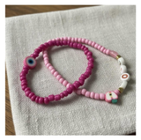 Handmade Pink Duo Beaded Bracelet, Teen Jewelry, Novelty Bracelet, Boho-chic