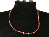 Brown Seed Bead Necklace with Gold Star Charms, Dainty Beaded Jewelry Metal-Plated Clasp w/ Extension Chain