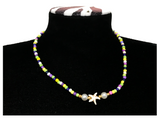 Handcrafted Coastal Starfish Beaded Necklace, Metal-Plated Clasp w/ Extension Chain
