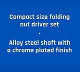 JobSmart JS202436 6-Piece Folding Metric Nut Driver Set Hex Key Style Chrome
