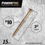 Hillman 116804 Power Pro One Bronze Multi-Material Wood Screws #10 x 3", 15-Pack