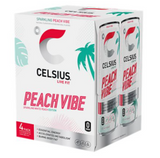 Celsius Energy Beverage - Peach Vibe (4 x 12 Fl Oz., Zero Sugar)